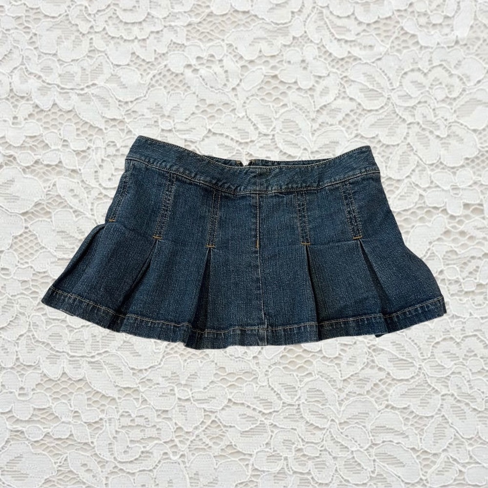 vintage y2k pleated‎ denim mini skirt